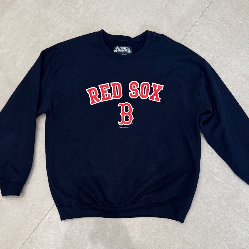 Vintage Stitches Men's Navy Red Sox Crewneck Sweater